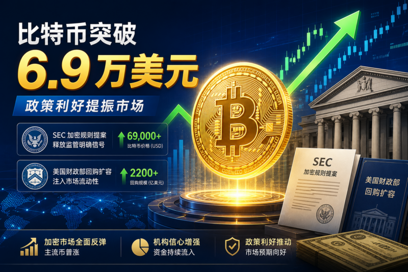 比特币两个月来首次突破 6.9 万美元,SEC 加密规则提案与美债回购扩容提振市场-指挥使社区 - 真实线索、热点议题与深度观察