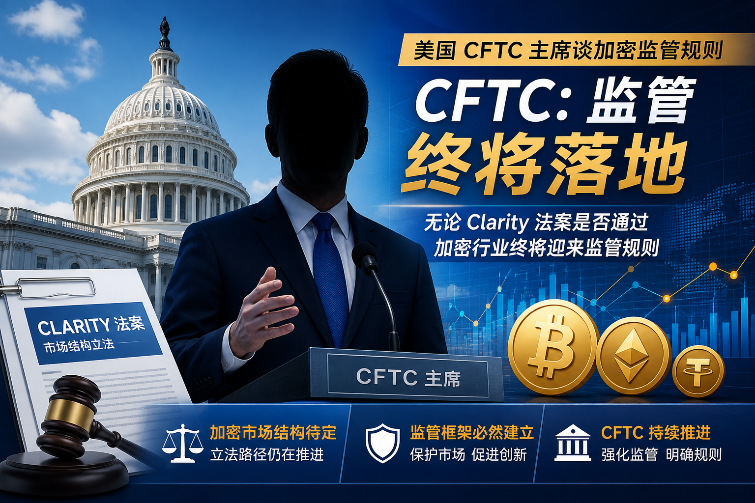 美 CFTC 主席:无论《Clarity 法案》是否通过,加密行业终将迎来监管规则