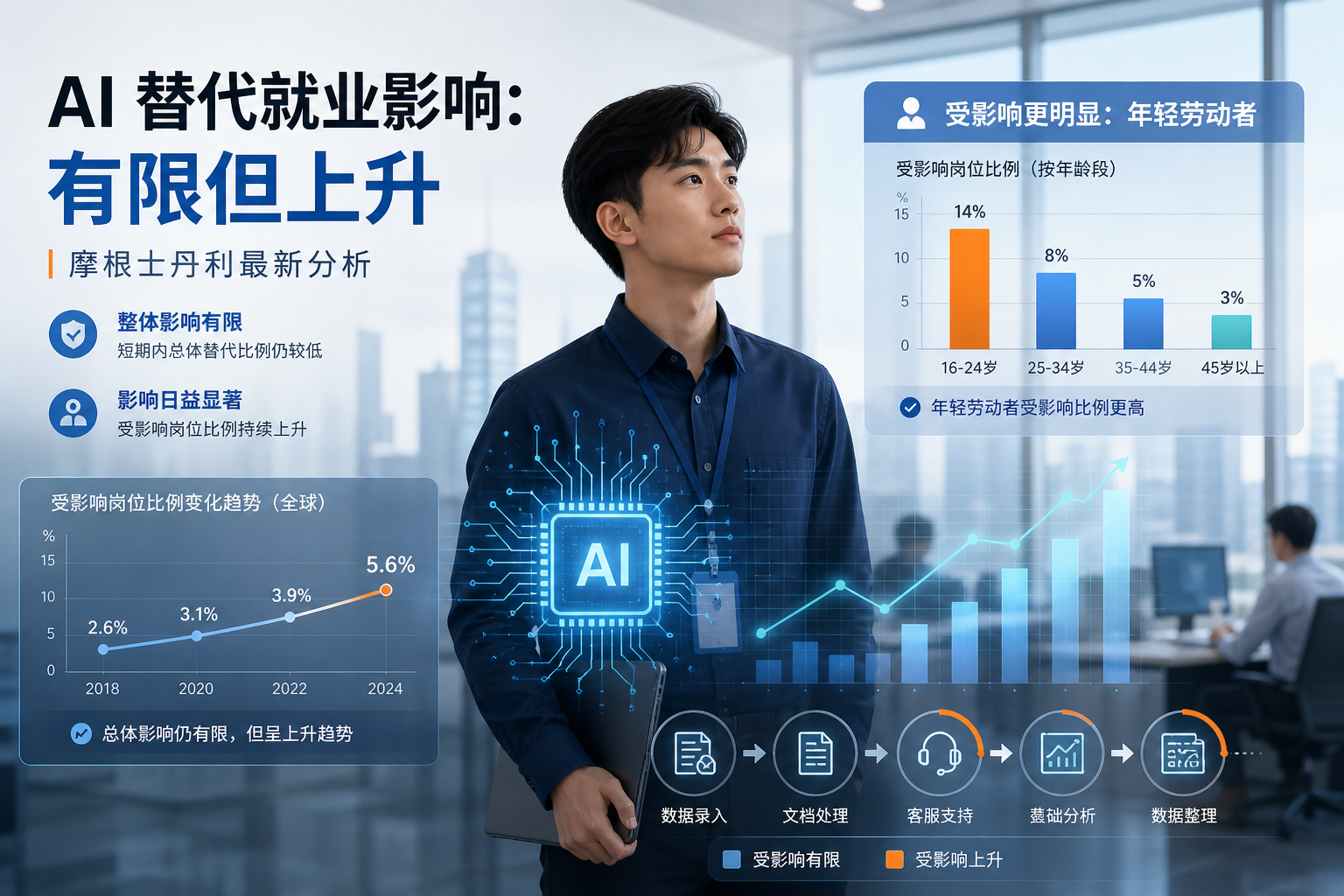 摩根士丹利:AI就业替代效应仍然有限但日益显著