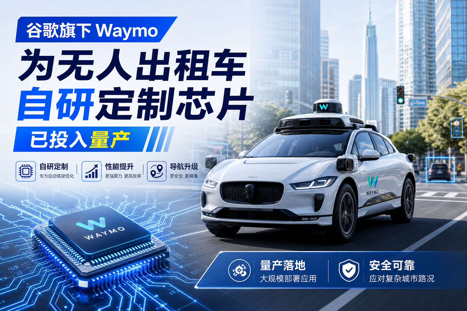 谷歌旗下 Waymo 为无人出租车自研定制芯片,已投入量产