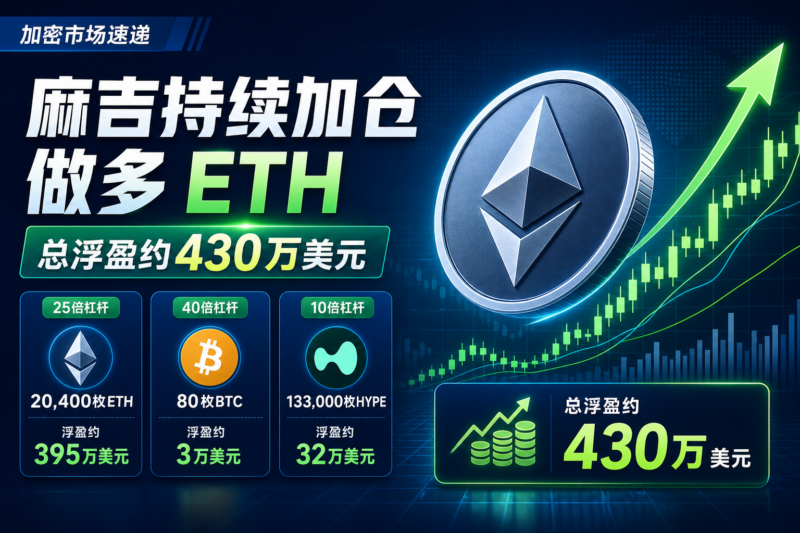 「麻吉」持续加仓做多 ETH,总浮盈约 430 万美元-指挥使社区 - 真实线索、热点议题与深度观察