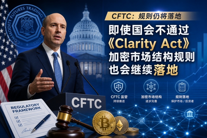 美 CFTC 主席:即使国会不通过《Clarity Act》,加密市场结构规则也将落地-指挥使社区 - 真实线索、热点议题与深度观察