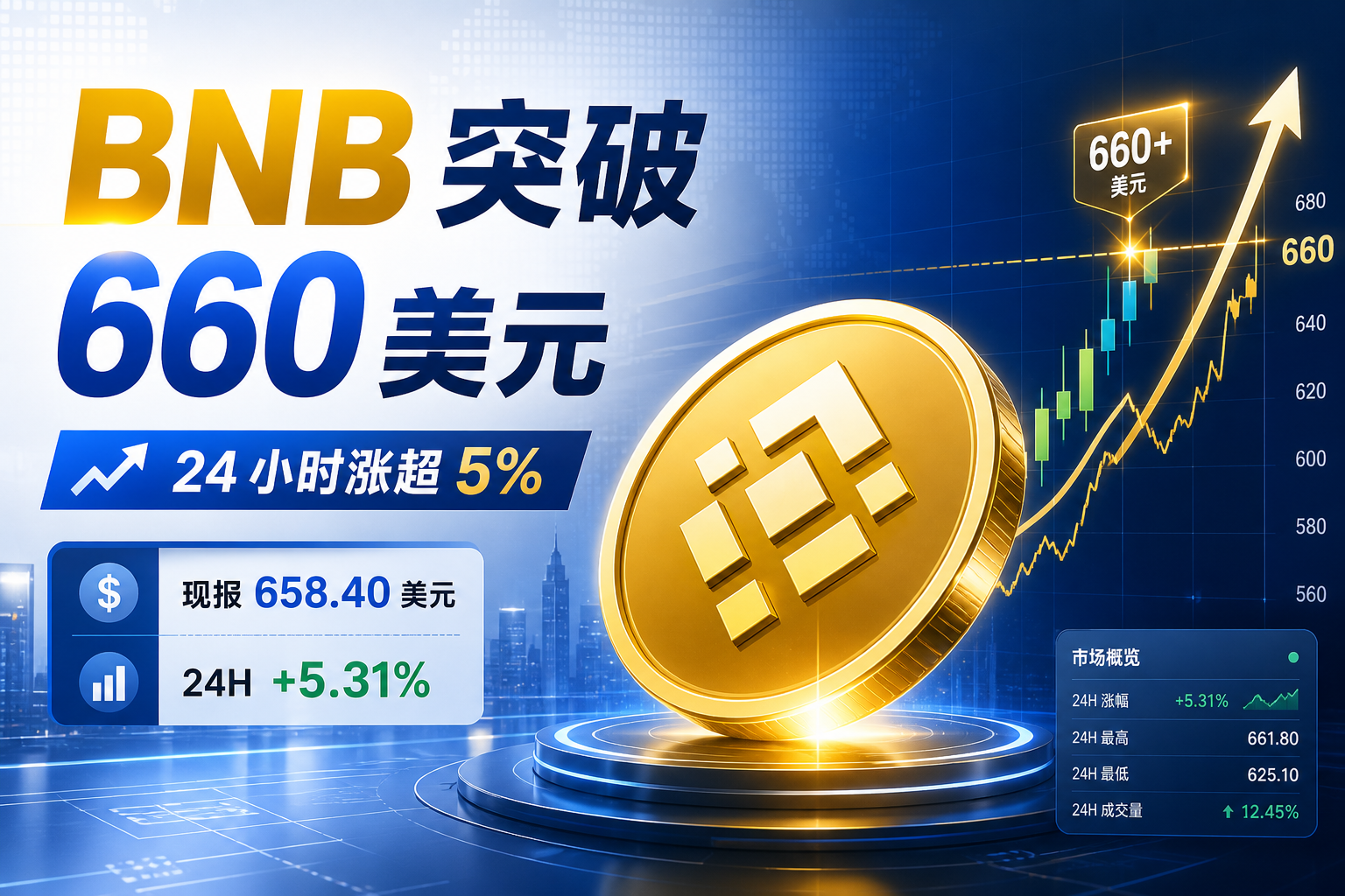 BNB 短时突破 660 美元，24 小时涨超 5%