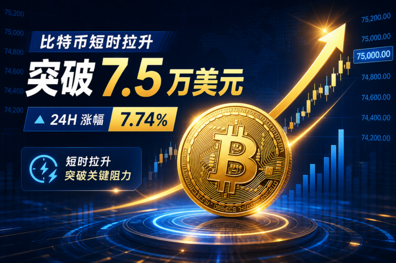 比特币短时拉升突破 7.5 万美元-指挥使社区 - 真实线索、热点议题与深度观察