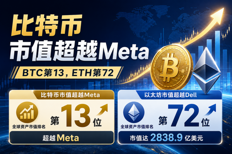 比特币市值超越 Meta,全球资产市值排名升至第 13 位-指挥使社区 - 真实线索、热点议题与深度观察