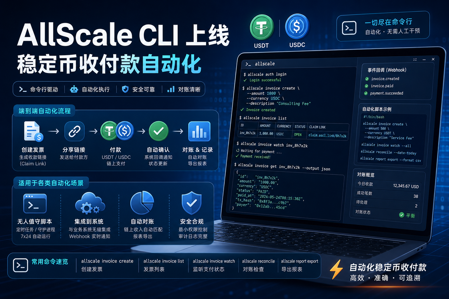 AllScale 上线 CLI 工具,支持稳定币收付款自动化