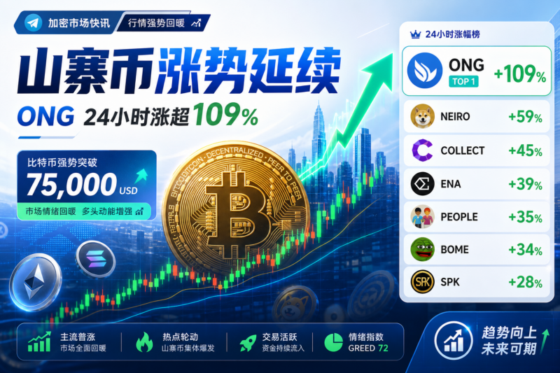 山寨币涨势延续,ONG 24 小时涨超 109%-指挥使社区 - 真实线索、热点议题与深度观察