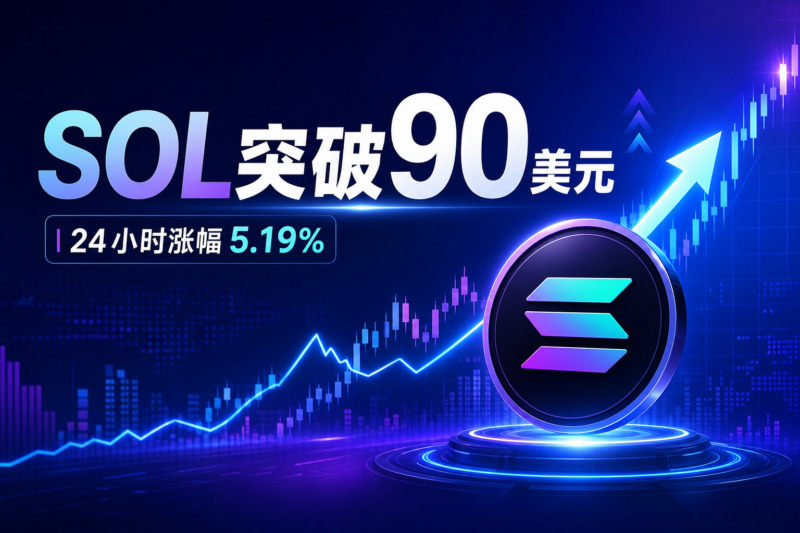 SOL上涨突破90美元，24小时涨幅5.19%-指挥使社区 - 真实线索、热点议题与深度观察