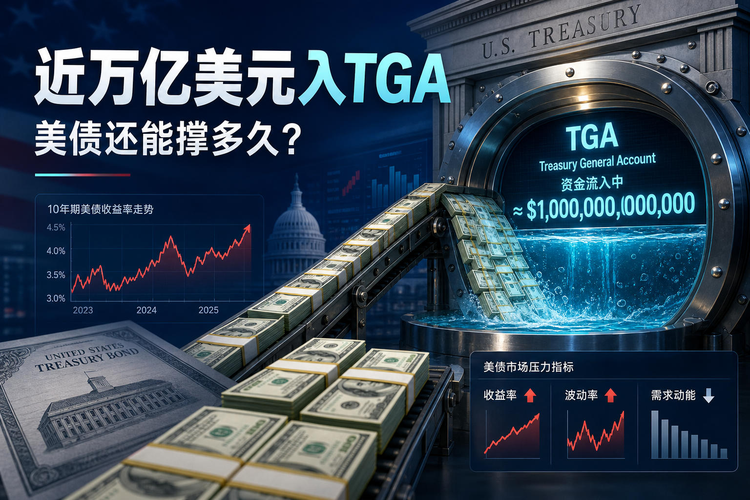 近万亿美元 TGA 入场，贝森特能托住美债多久？
