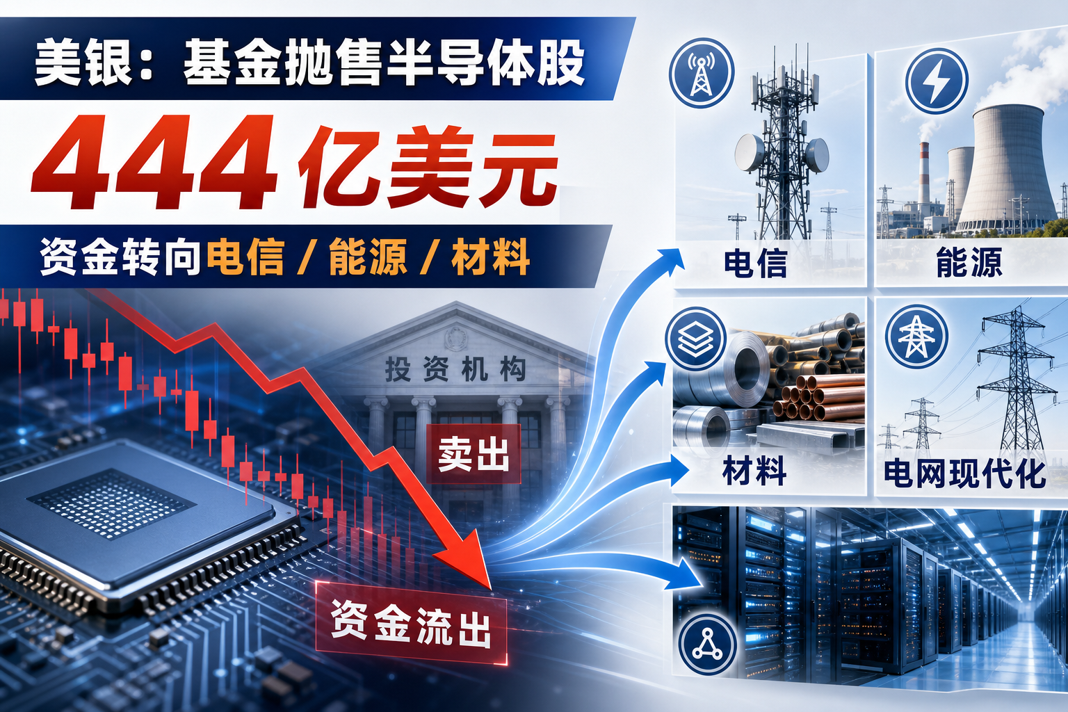美银:主动长线基金上月抛售 444 亿美元半导体股