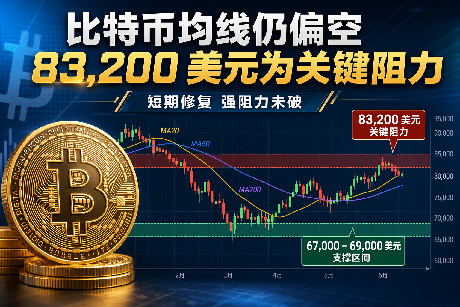 比特币均线仍呈看跌结构,83,200 美元为关键阻力