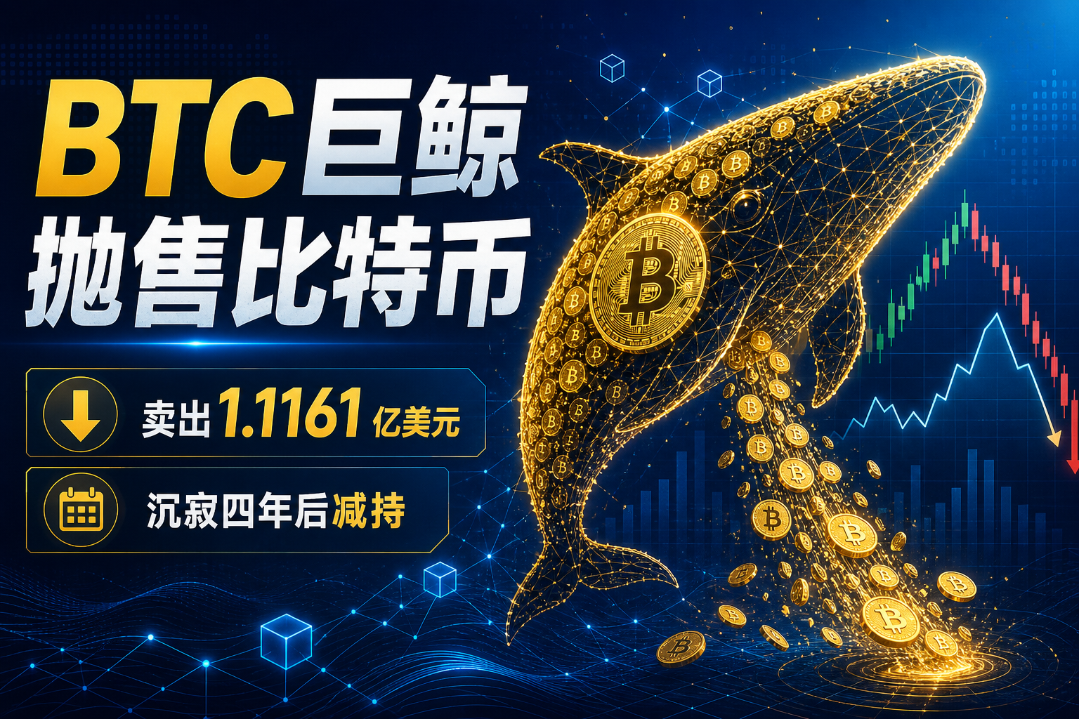 成本约 4.5 万美元的 BTC 巨鲸开始抛售,卖出价值 1.1161 亿美元比特币