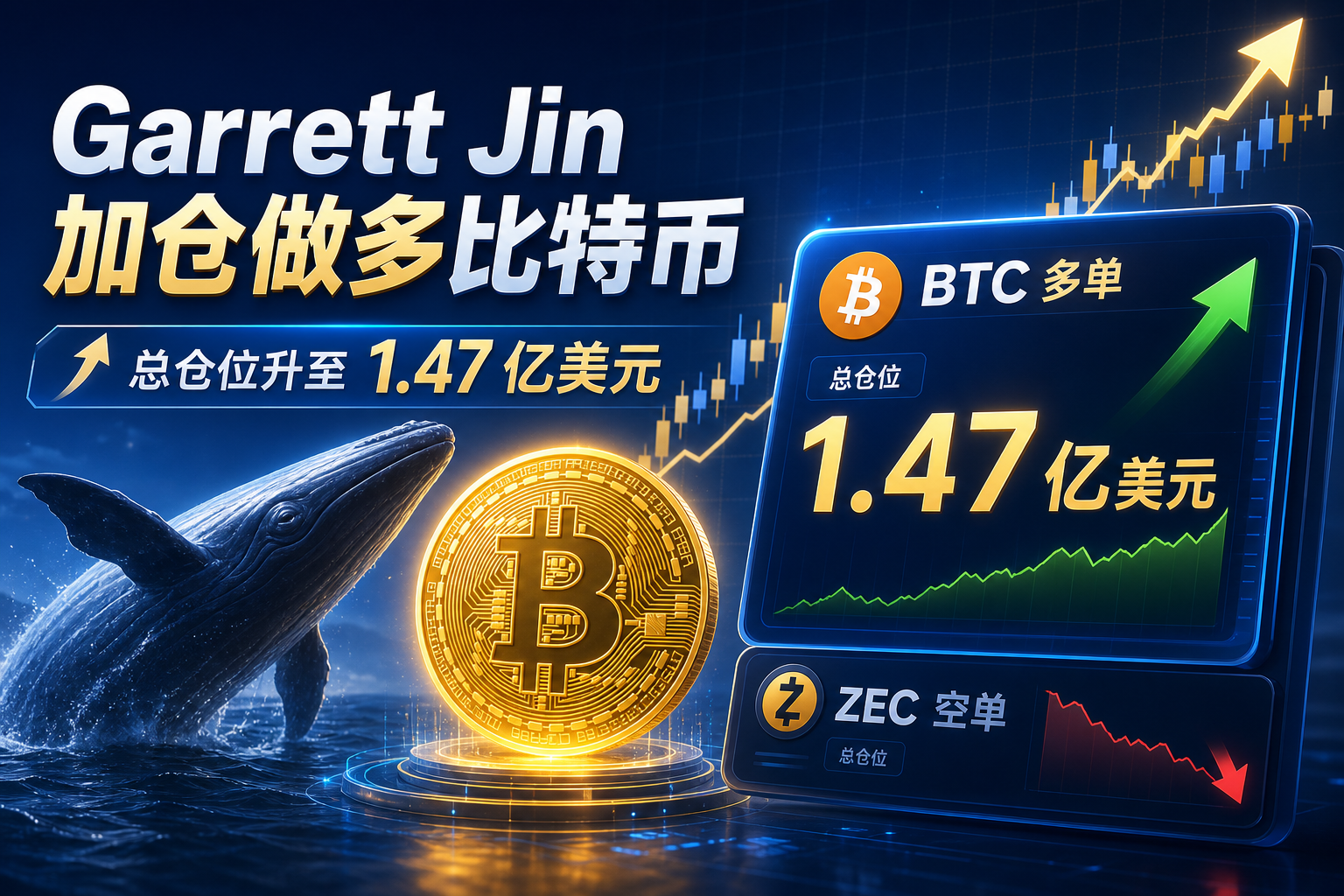 Garrett Jin 加仓做多比特币，总仓位升至 1.47 亿美元