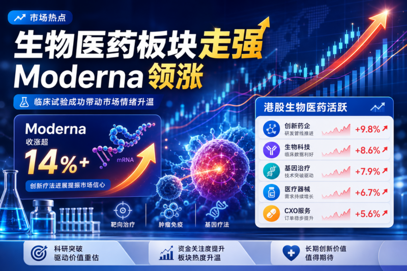 美股、港股生物医药板块走强,Moderna 收涨超 14%-指挥使社区 - 真实线索、热点议题与深度观察