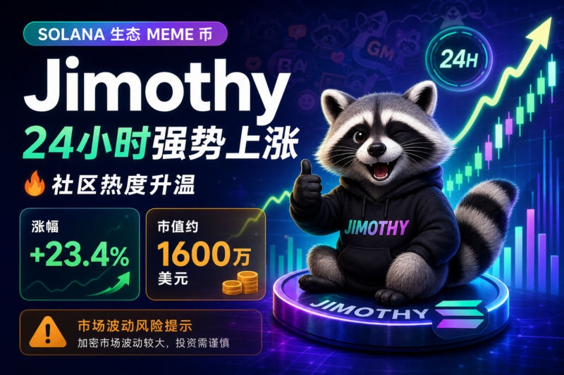 Solana 生态 Meme 币 Jimothy 24 小时涨幅 23.4%,市值现报 1600 万美元-指挥使社区 - 真实线索、热点议题与深度观察