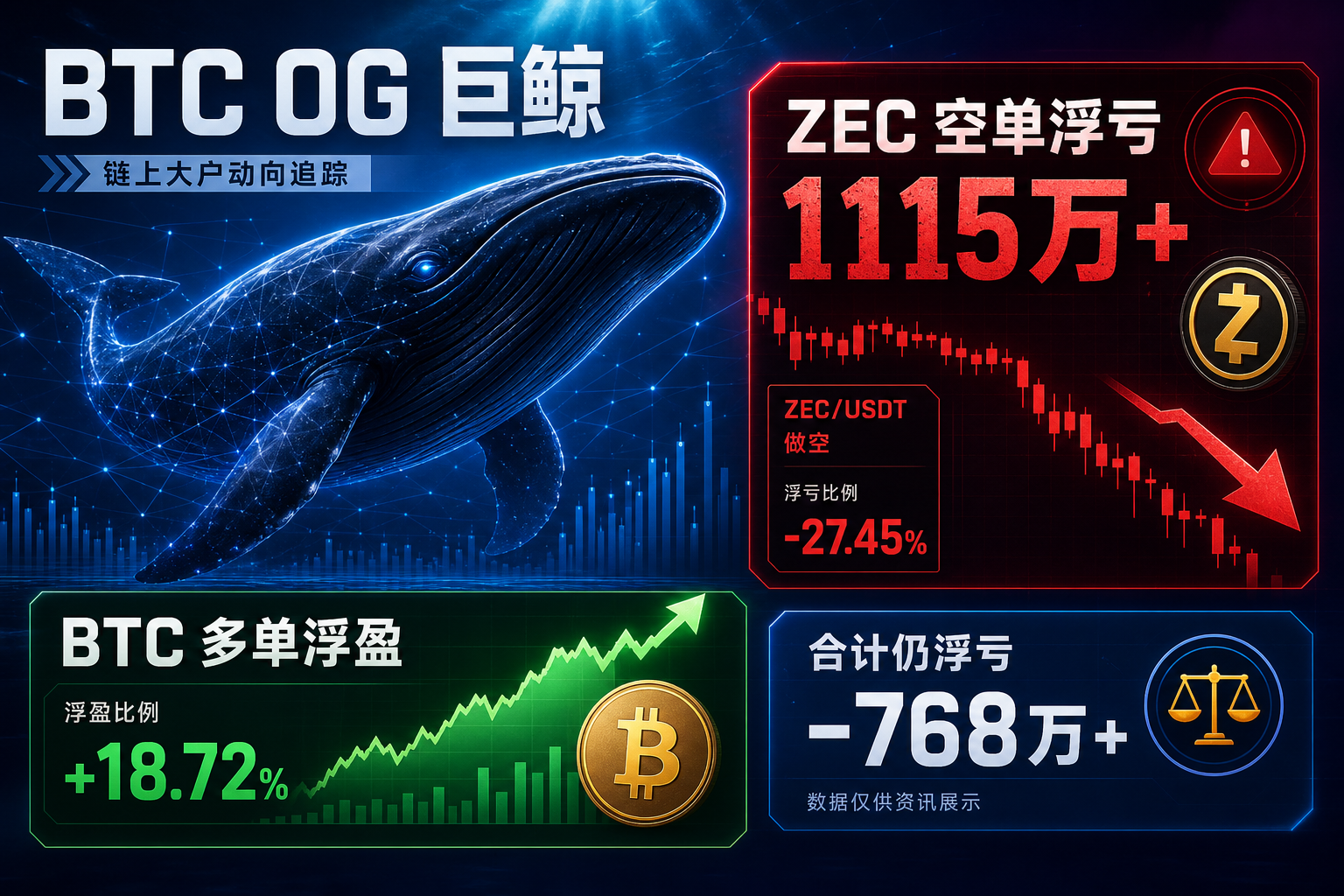 「BTC OG 内幕巨鲸」做空 ZEC 浮亏超 1115 万美元