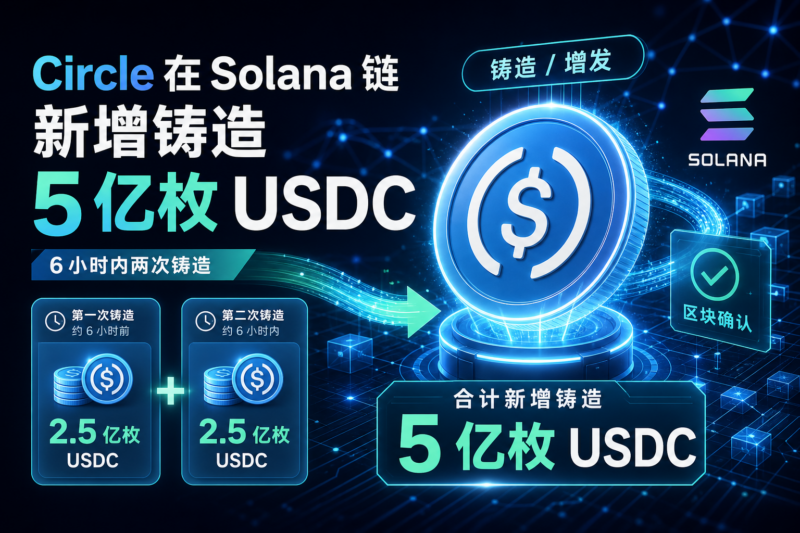Circle 过去 6 小时在 Solana 链新增铸造 5 亿枚 USDC-指挥使社区 - 真实线索、热点议题与深度观察