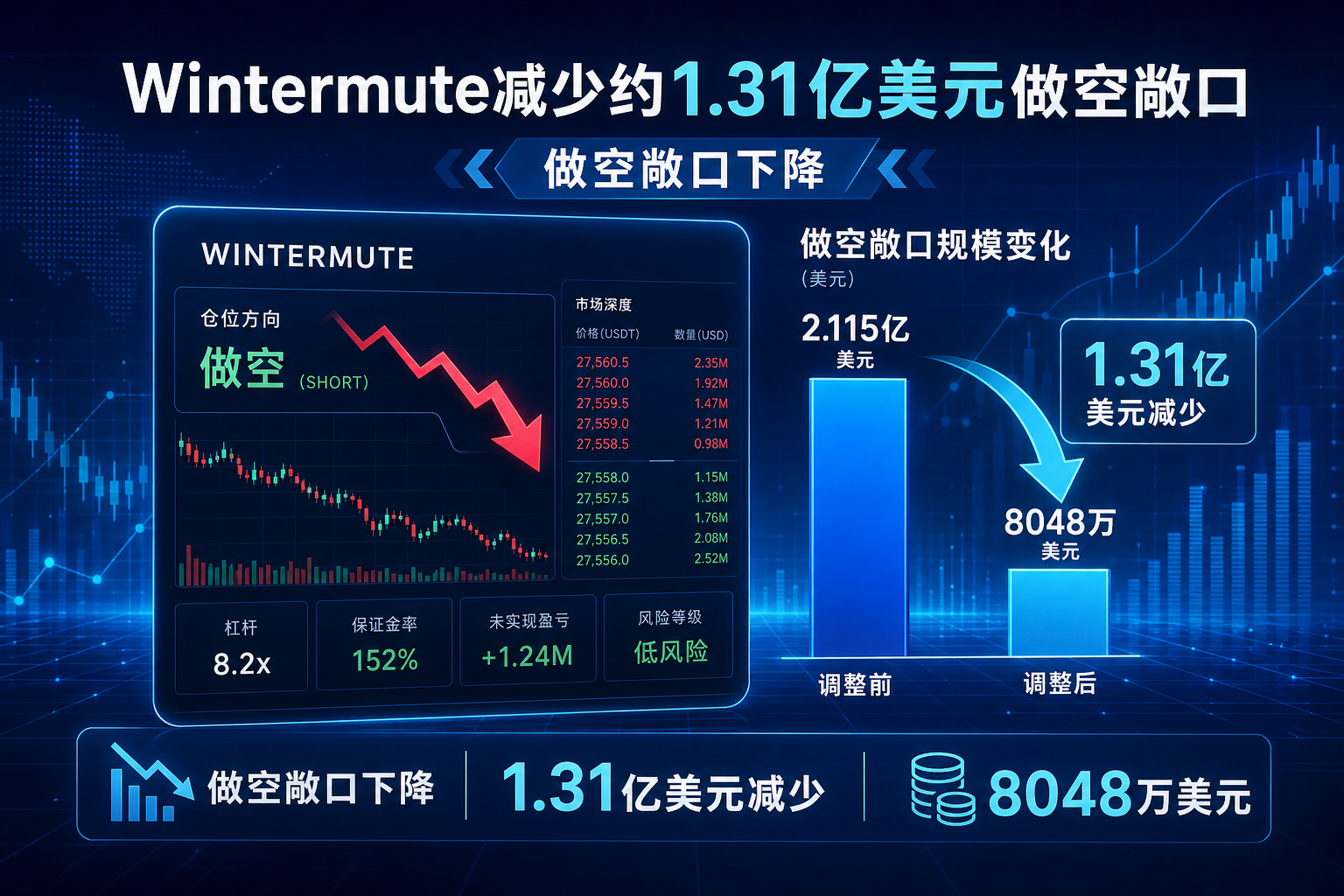 Wintermute 减少约 1.31 亿美元做空敞口