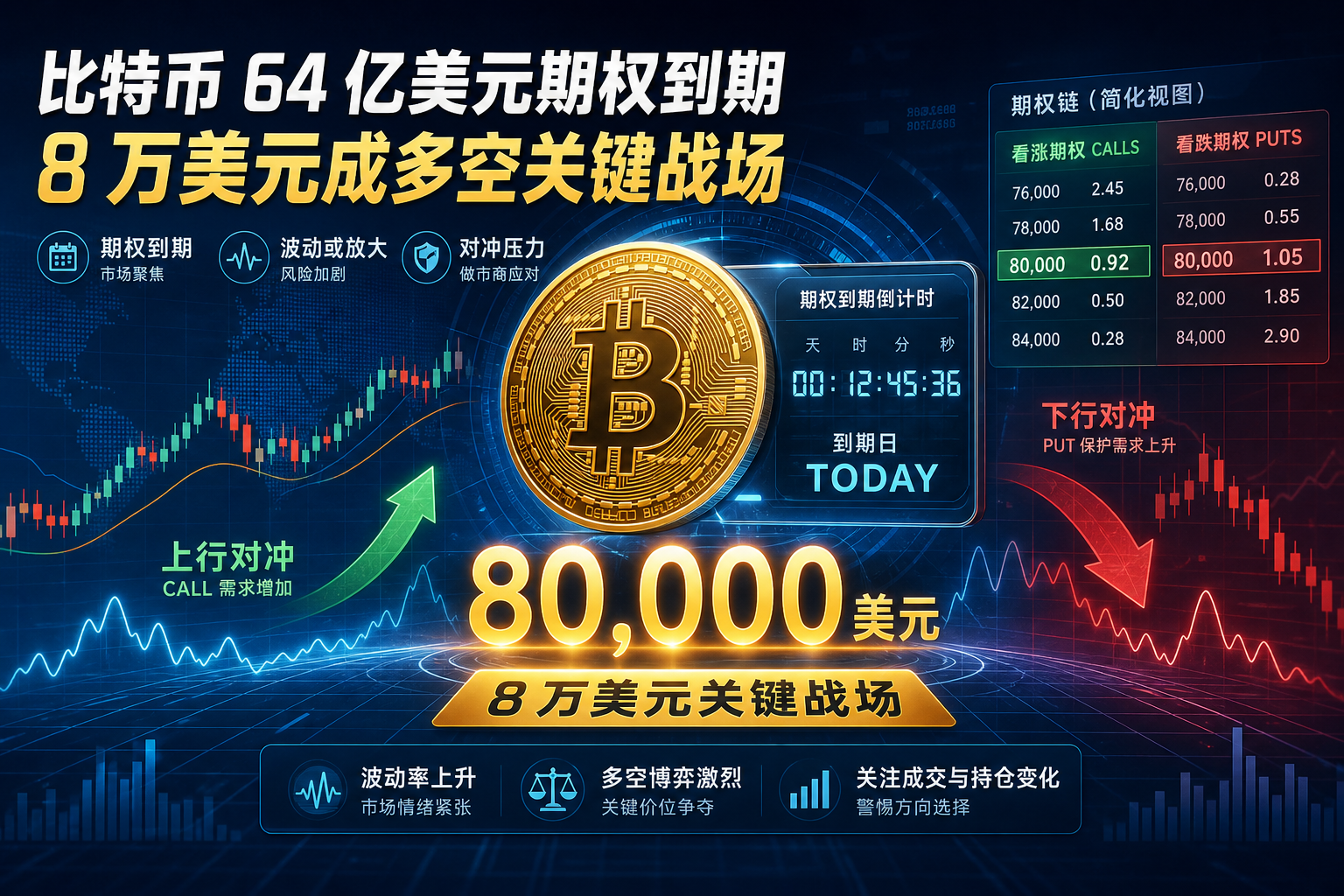 比特币周五迎来 64 亿美元期权到期,8 万美元成多空关键战场