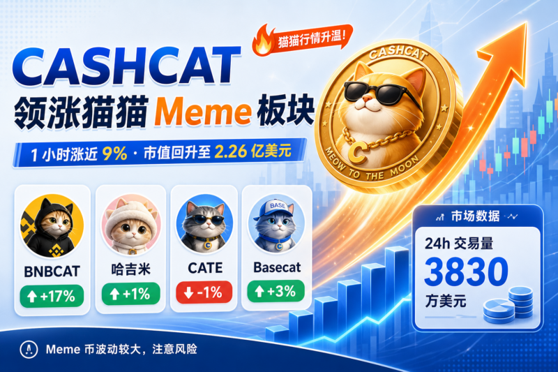 CASHCAT 1 小时涨超近 9%,领涨猫猫主题 Meme 板块-指挥使社区 - 真实线索、热点议题与深度观察