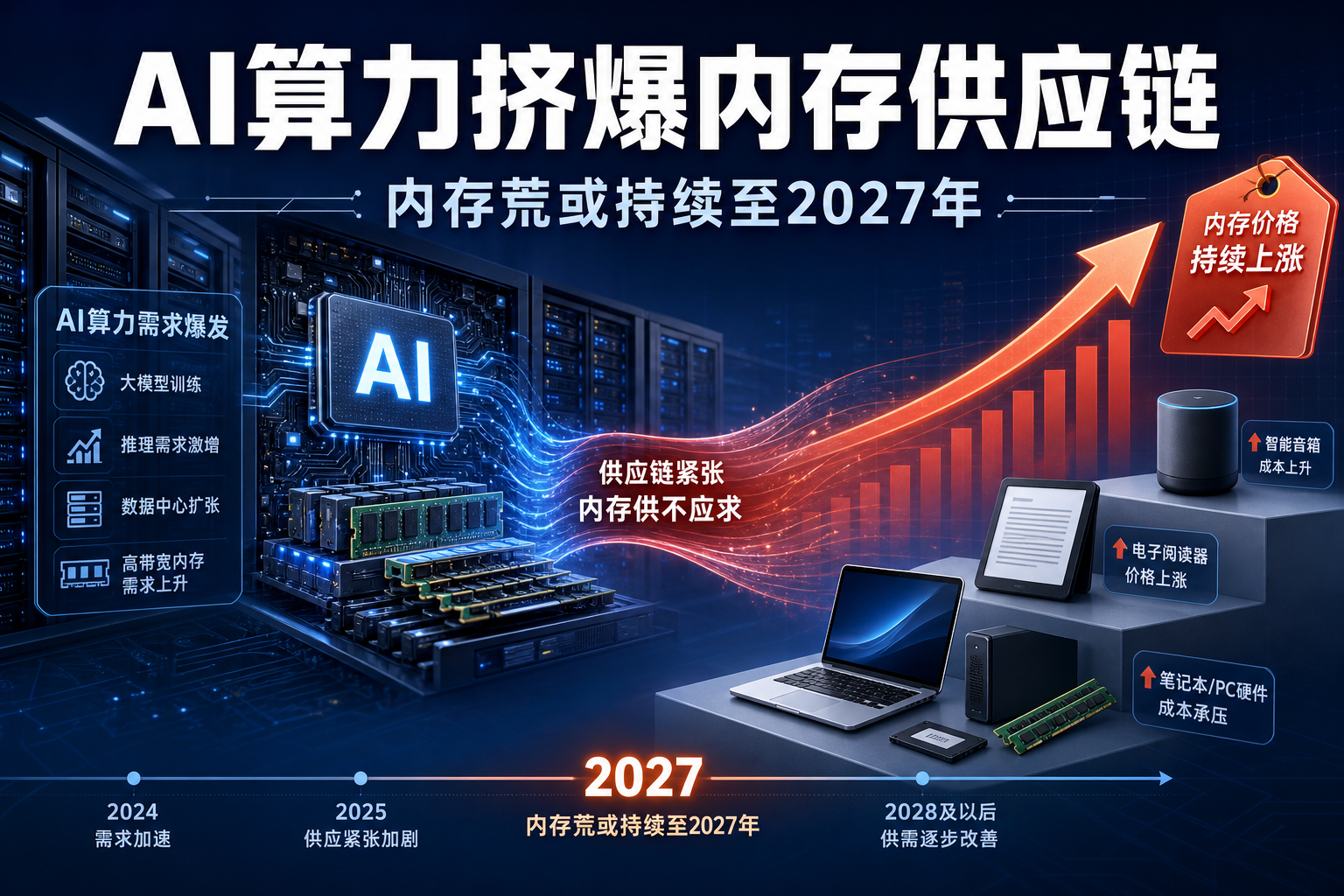 AI算力“挤爆”内存供应链:科技巨头集体涨价,内存荒或持续至2027年