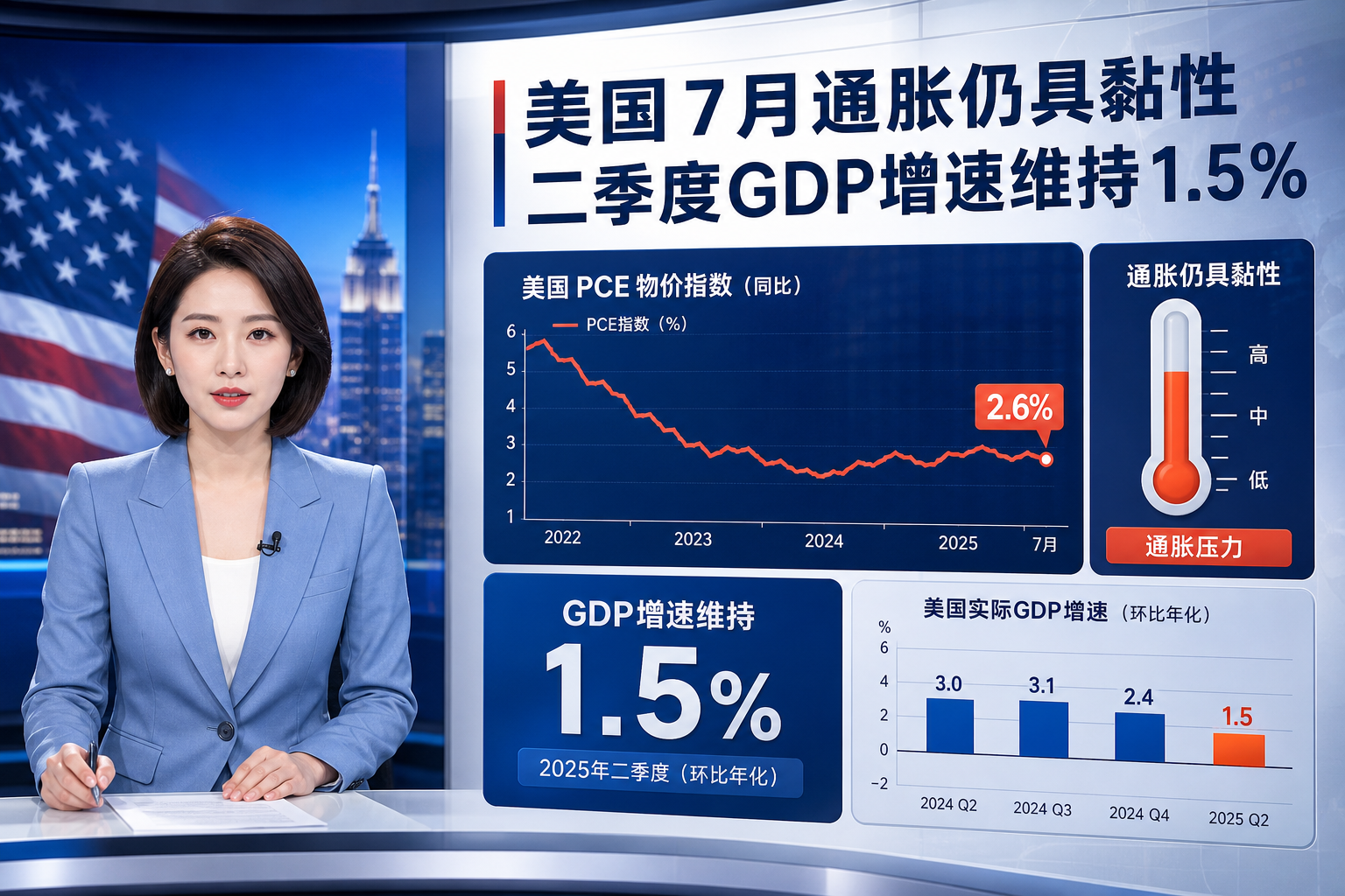 美国 7 月通胀仍具黏性，二季度 GDP 增速维持 1.5%