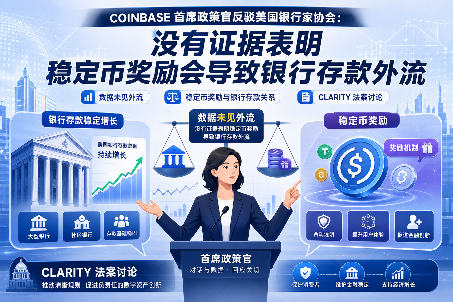 Coinbase 首席政策官反驳美国银行家协会：没有证据表明稳定币奖励会导致银行存款外流