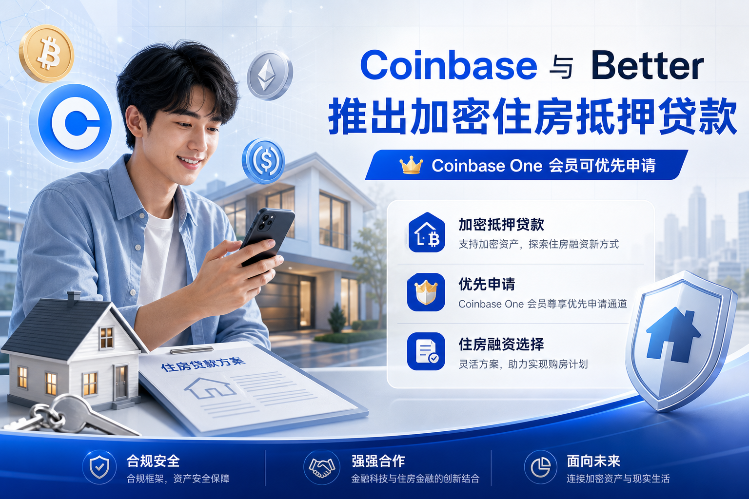 Coinbase 与 Better 推出加密住房抵押贷款,Coinbase One 会员可优先申请