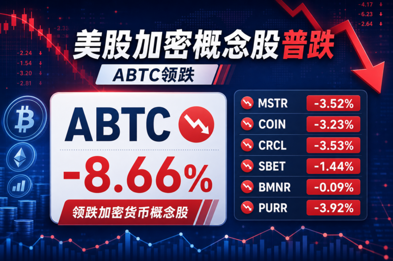 美股加密货币概念股普跌，ABTC 跌 8.66%-指挥使社区 - 真实线索、热点议题与深度观察
