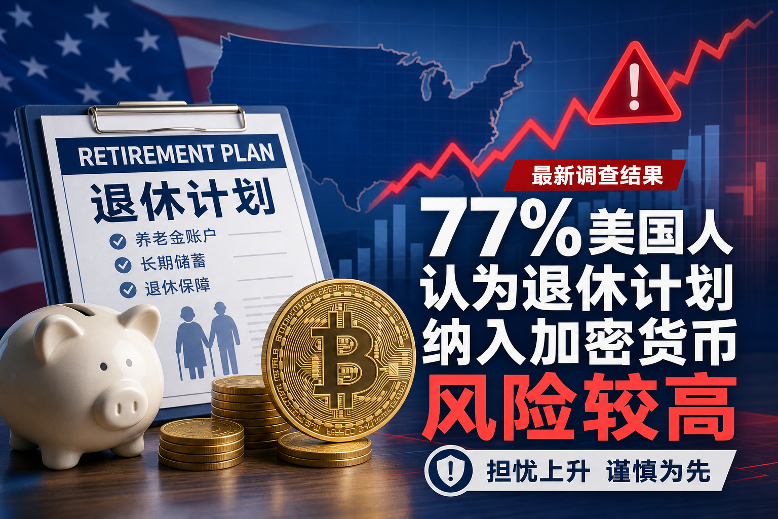 调查:77%的美国人认为退休计划配置加密货币风险较高