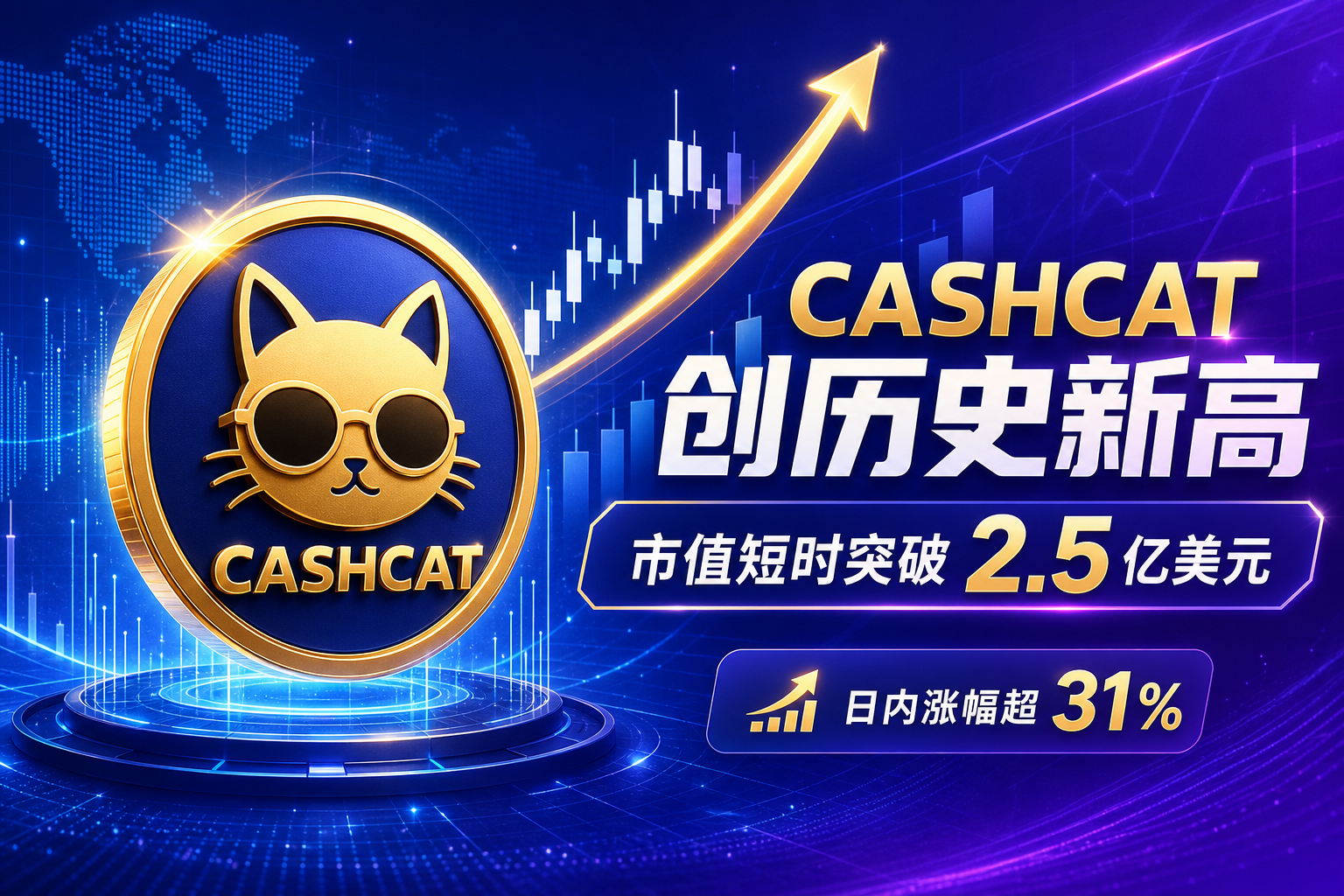 CASHCAT 市值短时突破 2.5 亿美元，创历史新高