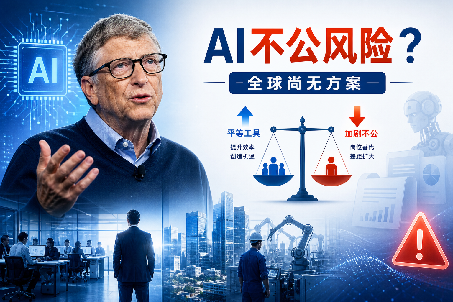 比尔·盖茨警告:AI可能成为严重不公来源,全球尚无应对方案