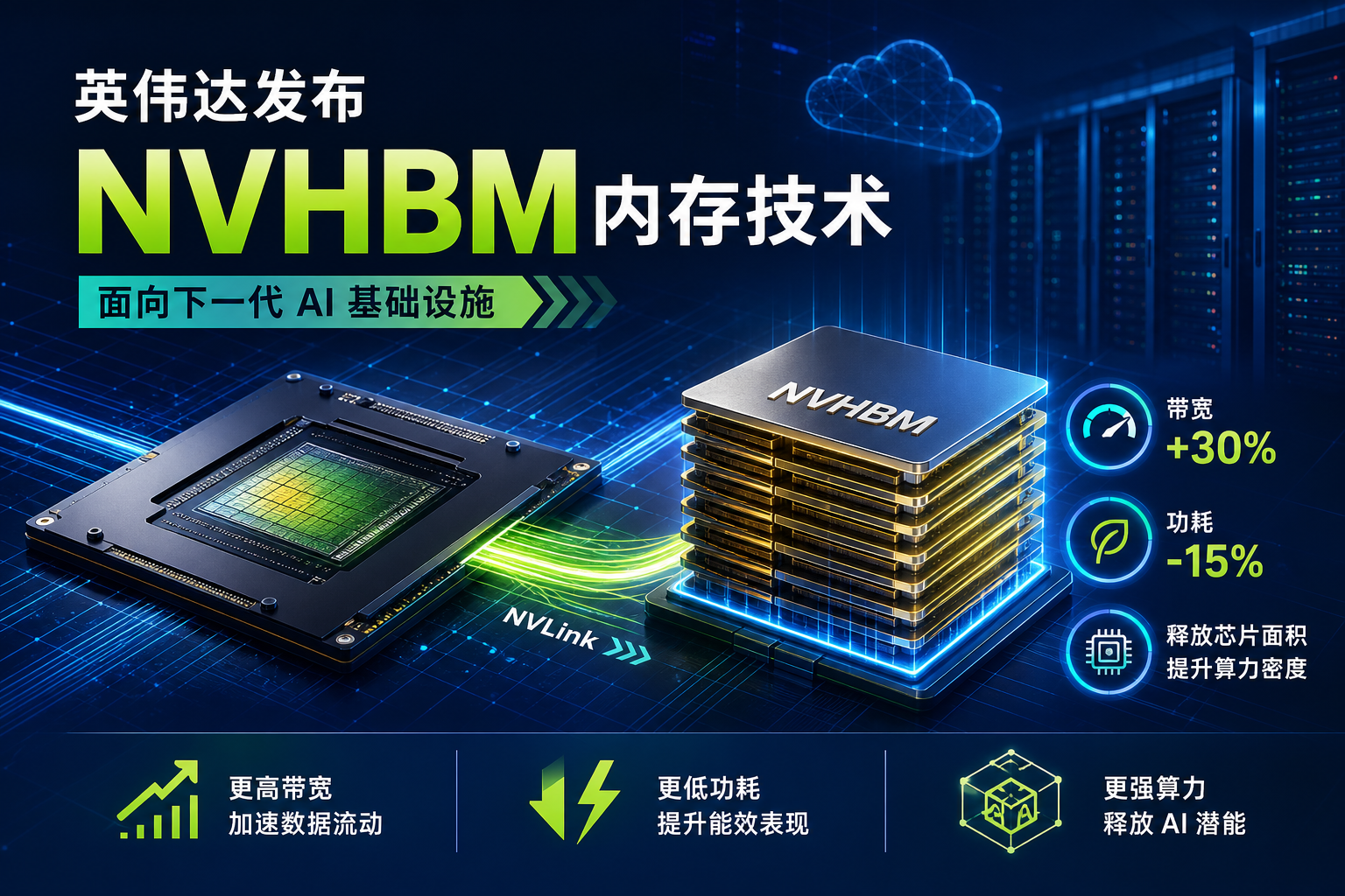 英伟达发布 NVHBM 内存技术,带宽提升 30%,功耗降 15%