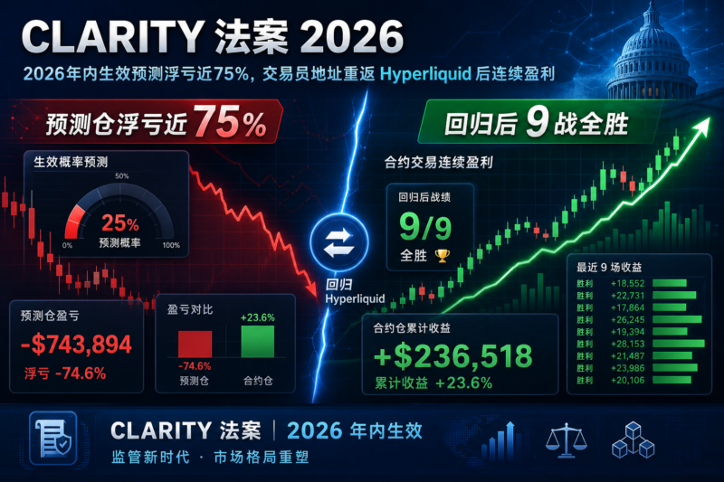 预测 CLARITY 法案 2026 年内生效浮亏近 75%,地址重返 Hyperliquid 后九战全胜-指挥使社区 - 真实线索、热点议题与深度观察