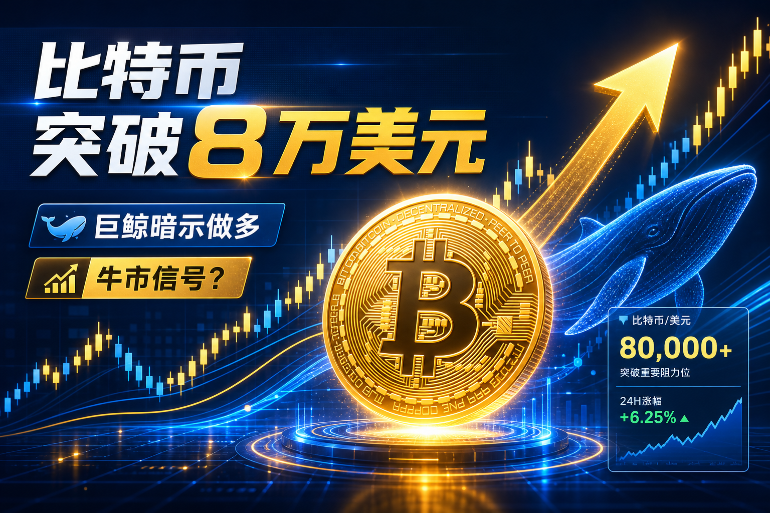 比特币再度突破 8 万美元,巨鲸暗示已做多