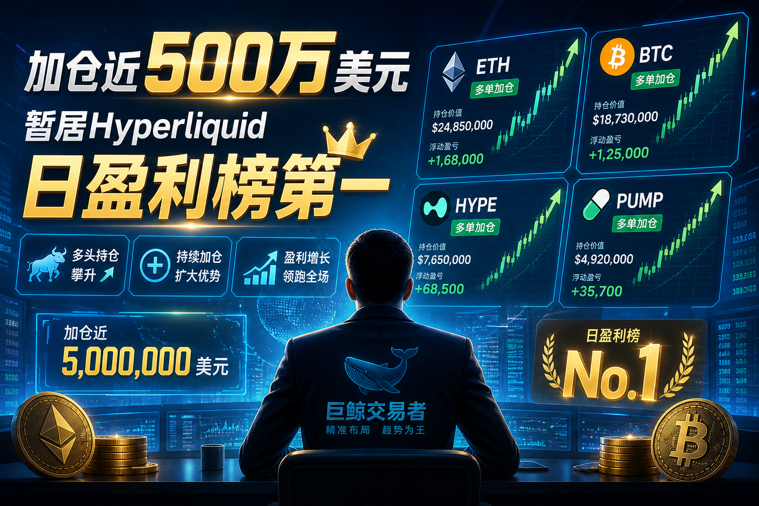 「麻吉」过去 1 小时加仓近 500 万美元,暂居 Hyperliquid 日盈利榜第一