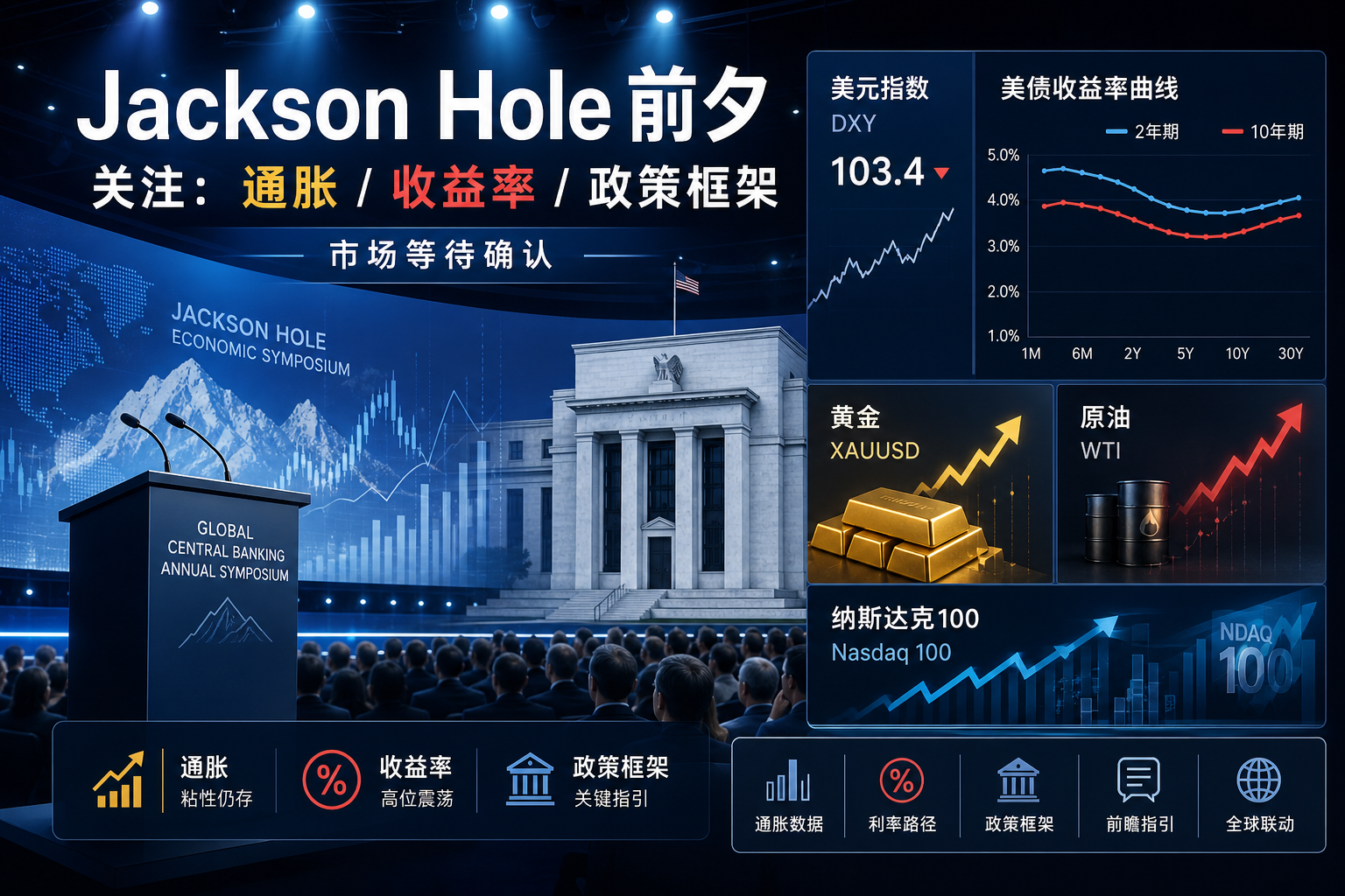 Jackson Hole 前夕,市场关注通胀、长期美债收益率与政策框架