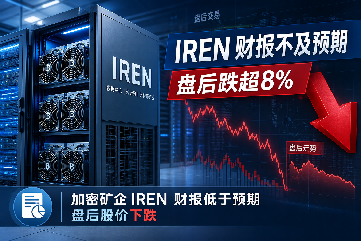 IREN 财报收入低于预期,盘后股价下跌