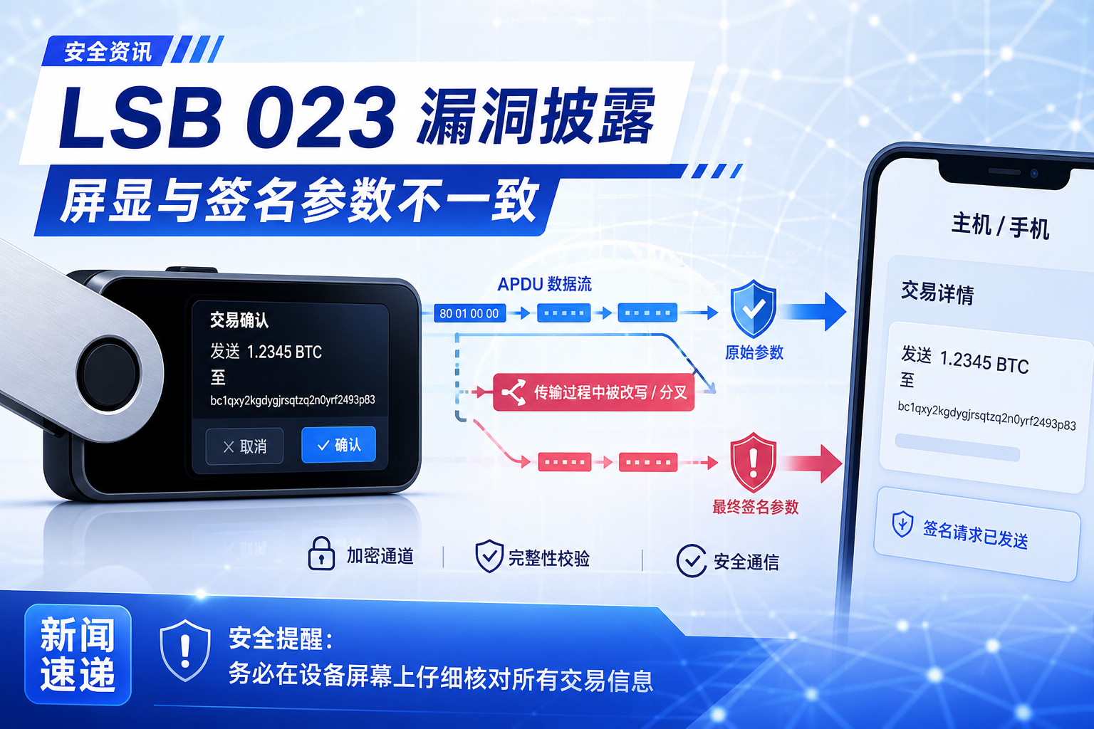 Ledger 披露 LSB 023 安全漏洞细节:屏幕显示参数可能与最终签名参数不一致