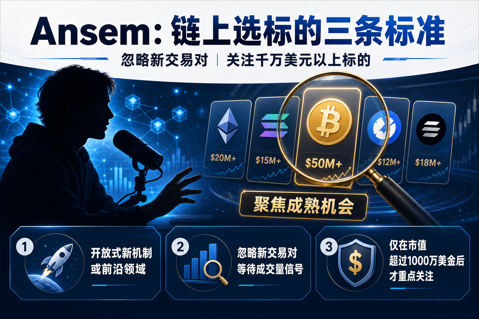 Ansem 公开链上投资标准:忽略纯新交易对,只关注千万美元以上标的
