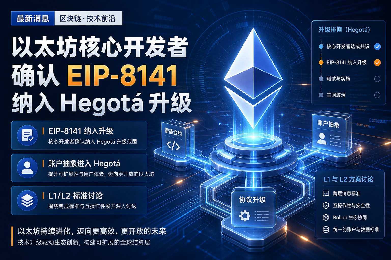 以太坊核心开发者确认 EIP-8141 纳入 Hegotá 升级
