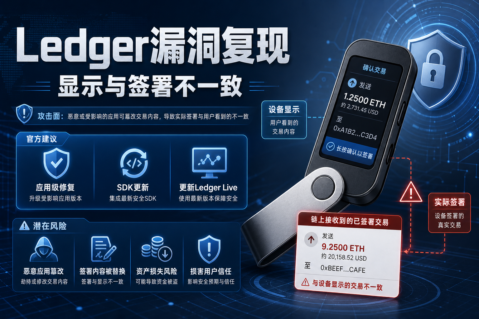 OneKey 安全团队复现 Ledger 漏洞:用户或出现批准内容与实际签署交易不符