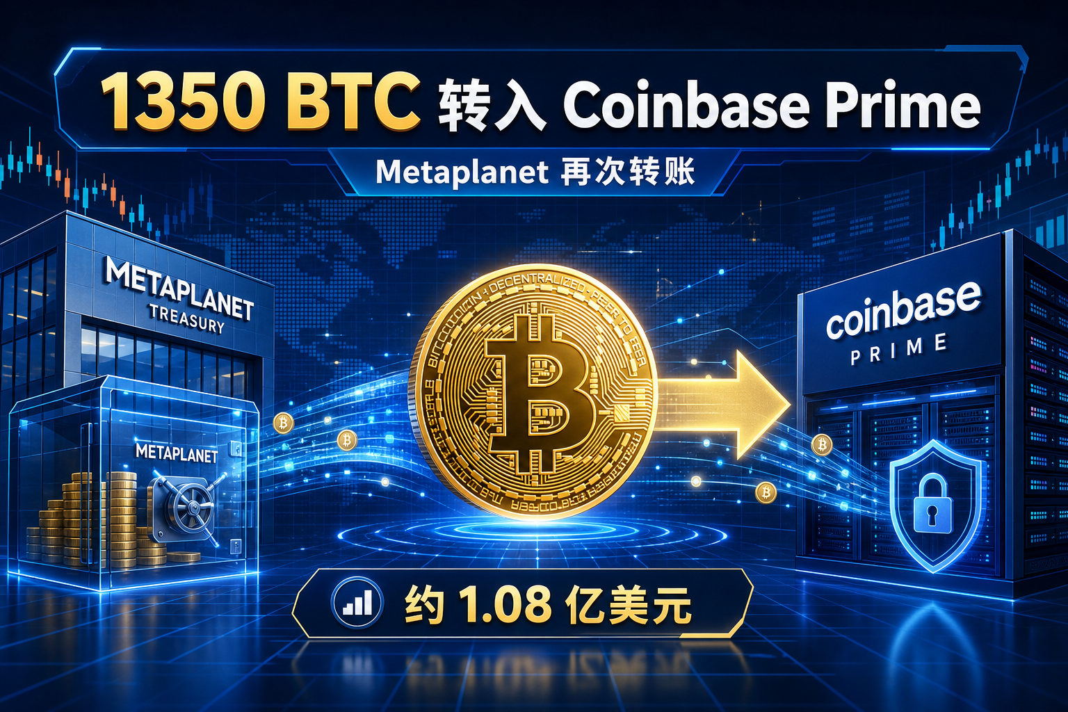 Metaplanet 再次向 Coinbase Prime 转入 1350 枚 BTC