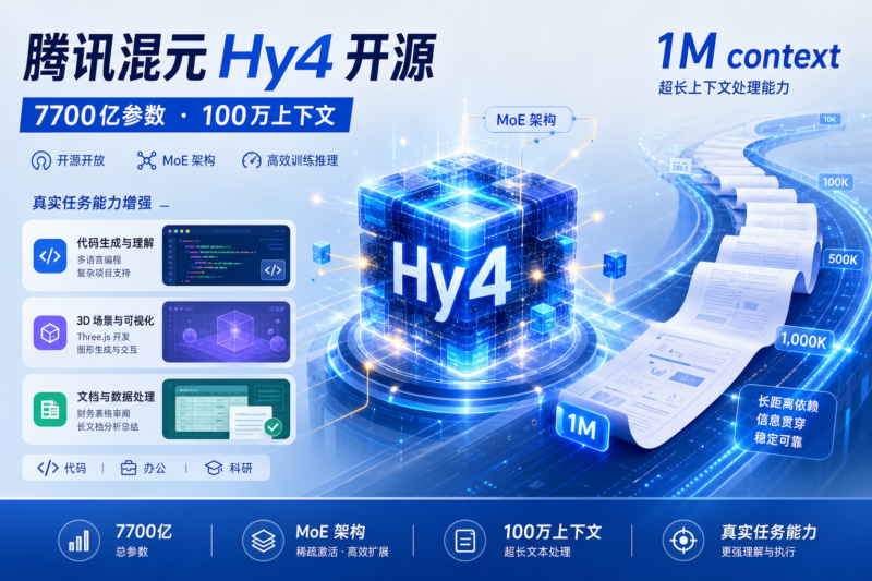 腾讯混元 Hy4 开源:7700 亿总参数,支持 100 万上下文-指挥使社区 - 真实线索、热点议题与深度观察