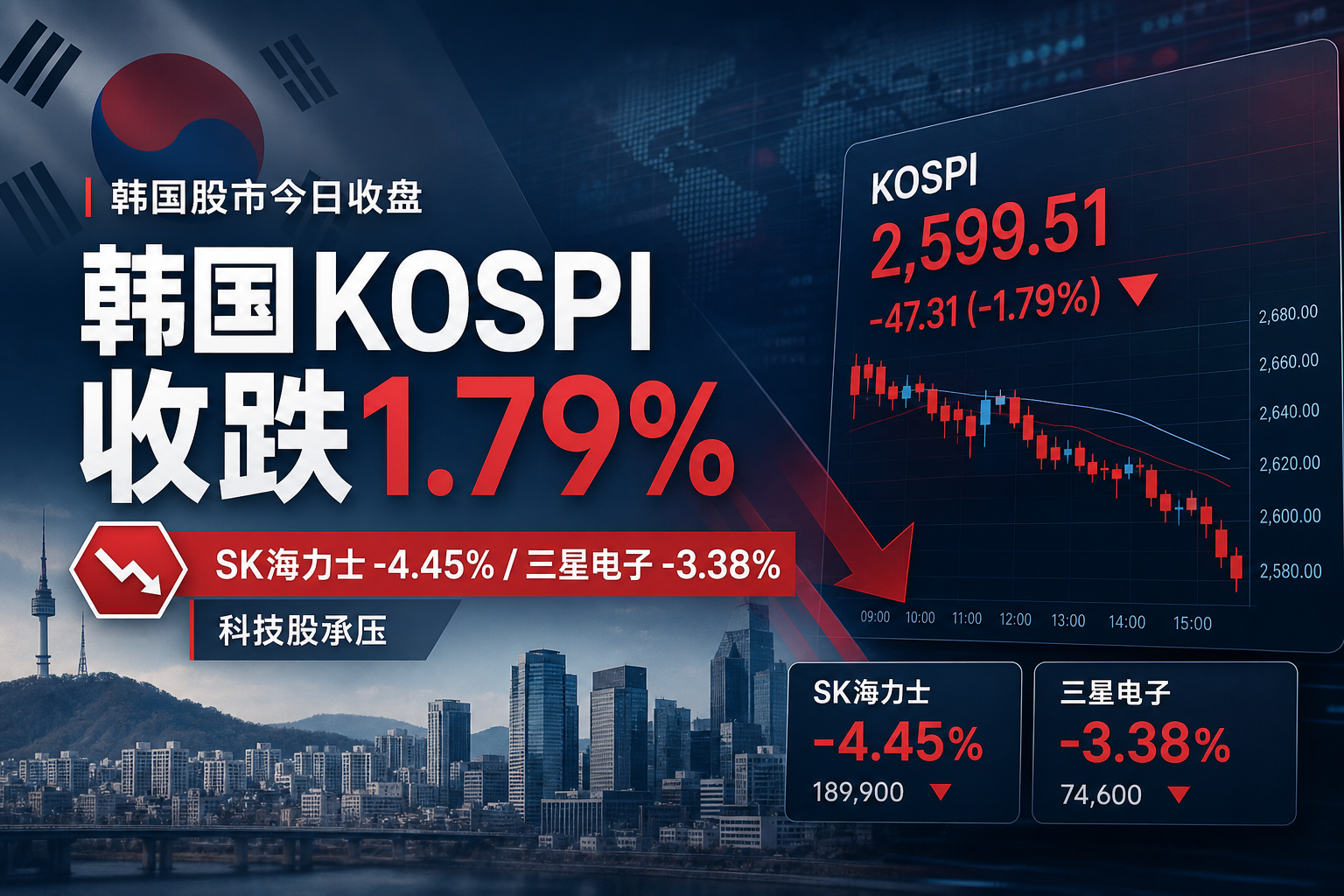 韩国 KOSPI 指数收跌 1.79%