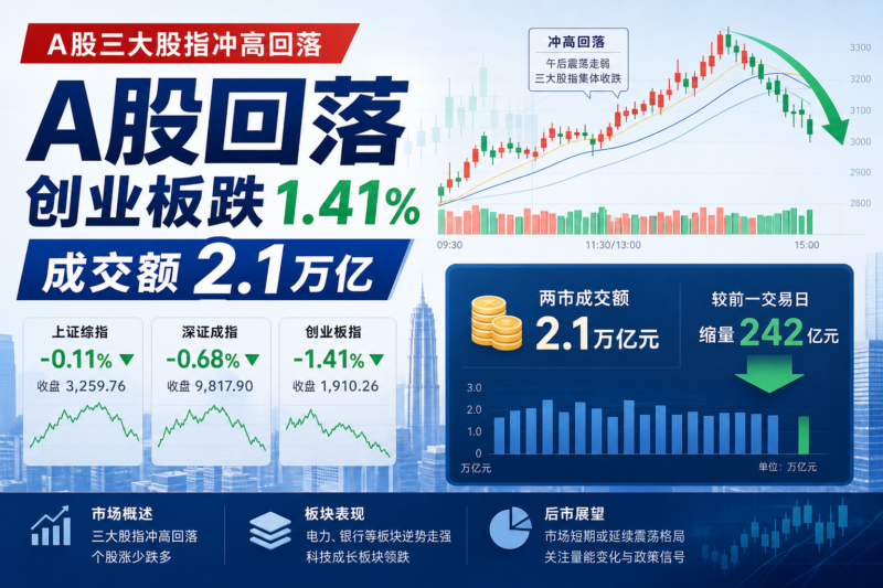 A股三大股指冲高回落,创业板指收跌1.41%-指挥使社区 - 真实线索、热点议题与深度观察