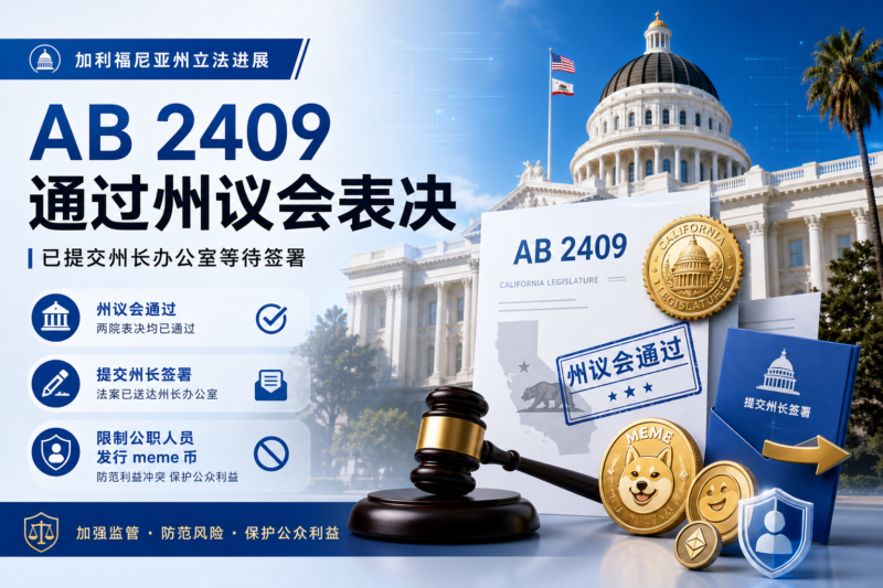 美国加州 meme 币监管法案 AB 2409 通过州议会两院表决-指挥使社区 - 真实线索、热点议题与深度观察