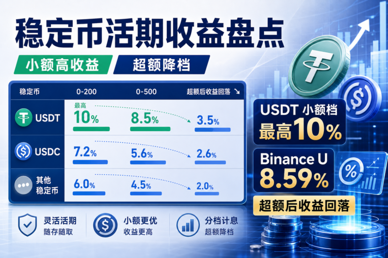 主流 CEX 稳定币活期收益盘点:USDT 小额档最高 10%,Binance U 产品达 8.59%-指挥使社区 - 真实线索、热点议题与深度观察