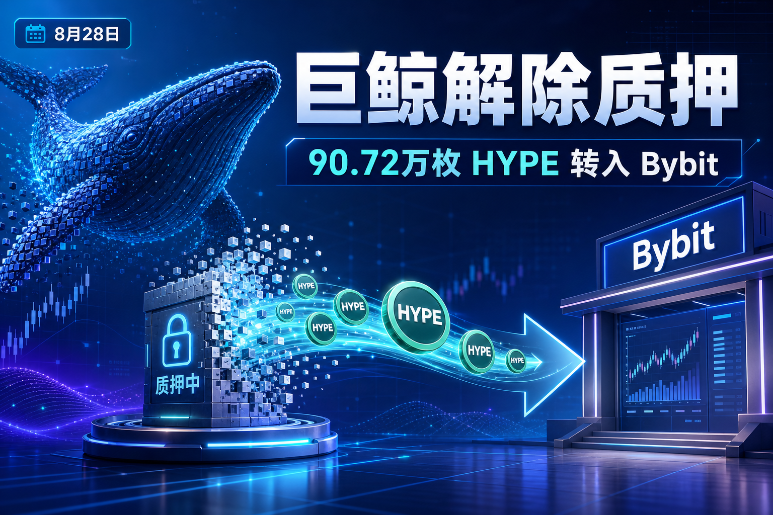 某巨鲸解除质押 90.72 万枚 HYPE 并转入 Bybit