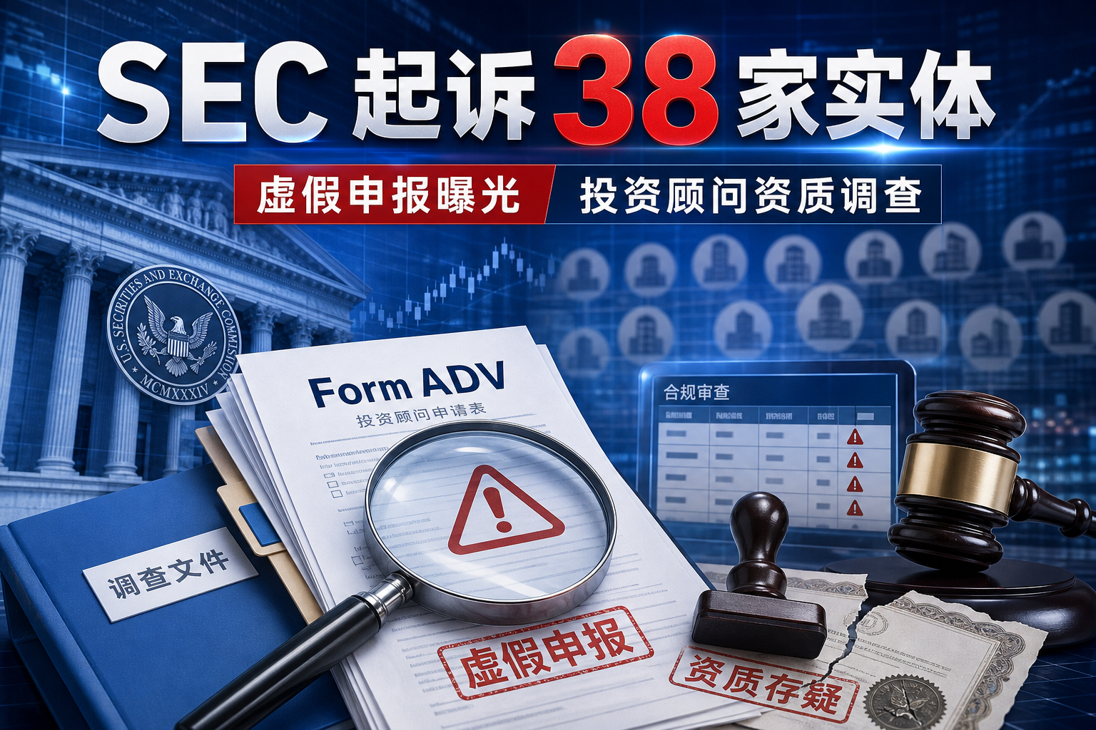 美国 SEC 指控 38 家实体通过虚假申报冒充投资顾问